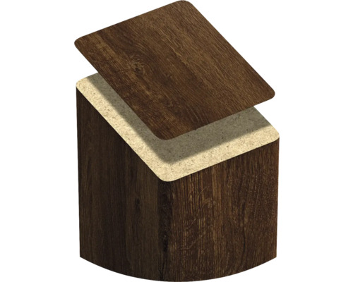 Querschnitt einer Laminatplatte zur Veranschaulichung des Schichtaufbaus.