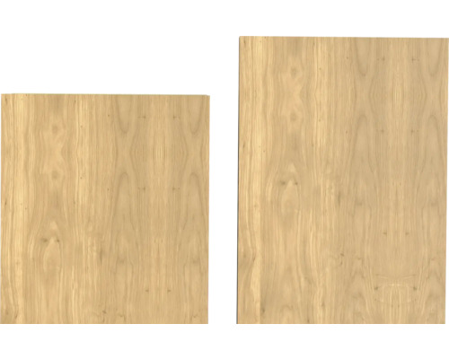 Zwei helle Holzplatten unterschiedlicher Größe