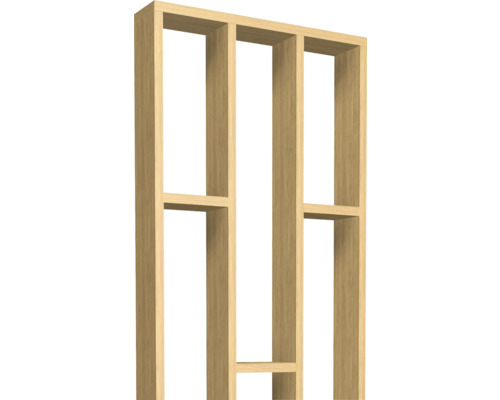Étagère en bois avec plusieurs compartiments ouverts