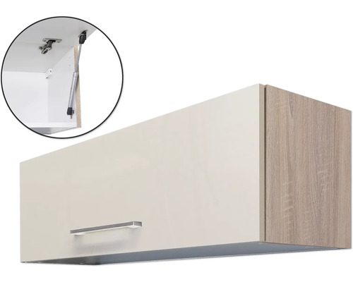 Élément haut avec porte, poignée et ressort à gaz