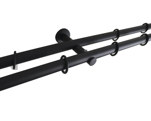 Doppelgardinenstange mit Ringen und Wandhalterung
