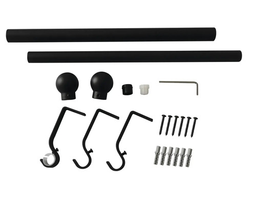 Gardinenstangenset mit Stangen, Endstücken, Halterungen und Befestigungsmaterial