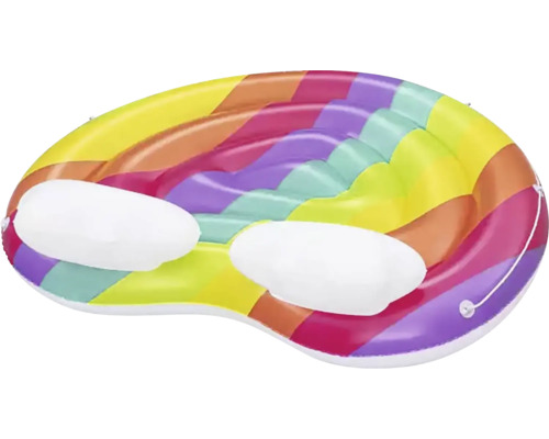 Aufblasbare Regenbogen-Badeinsel mit Kopfstützen