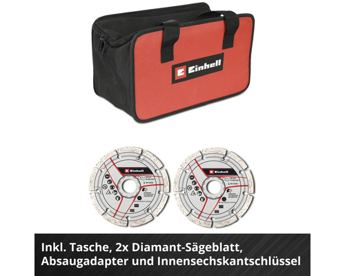 Einhell Werkzeugtasche mit zwei Diamant Sägeblättern, Absaugadapter und Innensechskantschlüssel