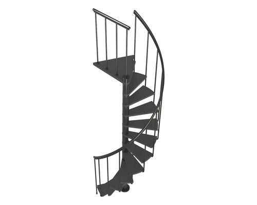 Escalier en colimaçon métallique avec rampe