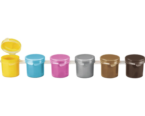 Set de peinture avec six pots de peinture