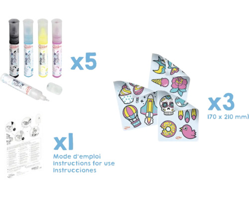 Set de décoration de fenêtre avec motifs, cinq marqueurs de couleur et trois modèles