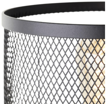 Vue détaillée d''une lampe avec un abat-jour en treillis métallique