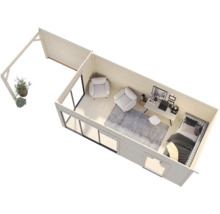 Gartenhaus Palmako Andrea 17,1+7,9 m² Schiebetür Isolierglas inkl. Fußboden 920 x 402 cm grau