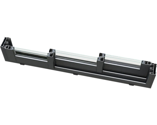 Querschnitt eines Fensters aus Aluminium und Glas