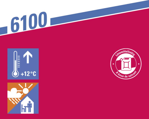 Symbole indiquant une application à partir de 12 degrés Celsius, convient pour l''intérieur et l''extérieur, contient des solvants