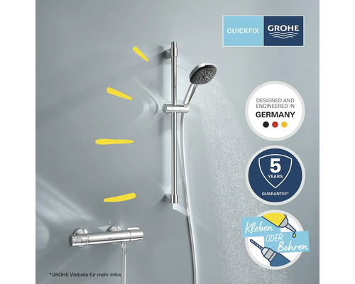 Grohe Duschsystem mit Thermostatbatterie und Handbrause inklusive Brausestange