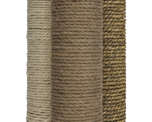 Gros plan de trois poteaux d''arbres à chat avec surface en sisal et en zostère
