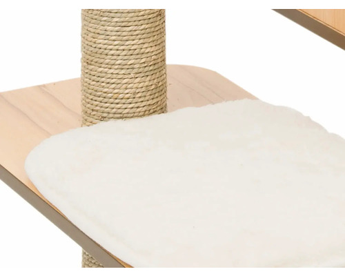 Detailansicht eines Kratzbaums mit Sisalstamm und Liegefläche