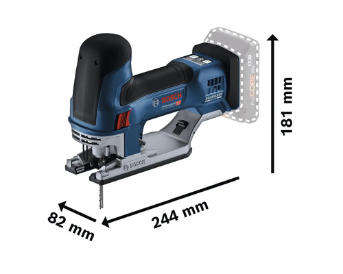 Scie sauteuse sans fil Bosch Professional avec dimensions