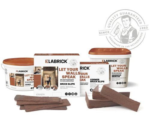 Set de parement Elabrick avec primaire, mortier adhésif et plaquettes d'angle