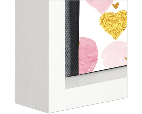 Dekorativer Druck mit Herzen im weißen Rahmen