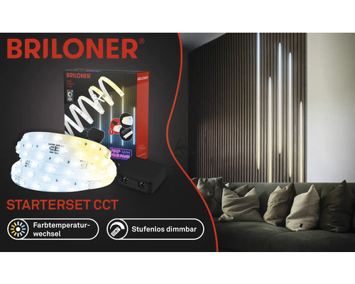 Kit de démarrage de barre lumineuse LED Briloner CCT avec fonction de gradation continue