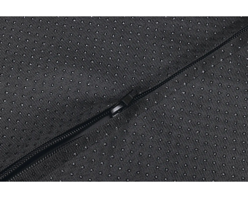 Detailaufnahme eines schwarzen Bezugs mit Reißverschluss und Anti-Rutsch-Noppen