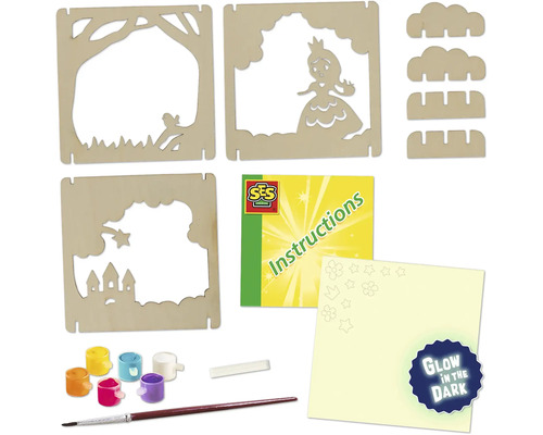 SES Meine erste Lichterkette Prinzessin Bastelset mit Farben, Pinsel und Anleitung