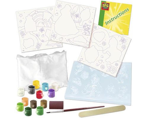 Kit de bricolage de figurines en plâtre avec moules en plâtre, couleurs et pinceau