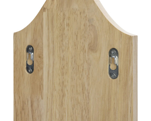 Rückseite eines Holzregals mit Aufhängevorrichtungen