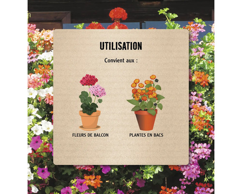 Utilisation pour les fleurs de balcon et les plantes en pot.