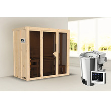 Sauna avec poêle de sauna et commande