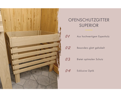 Ofenschutzgitter Superior aus Espenholz