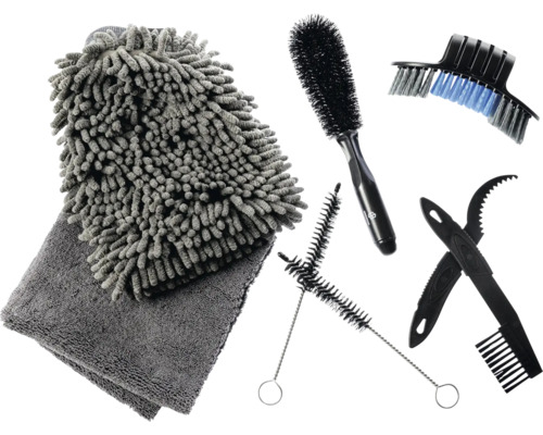 Reinigungswerkzeugset mit Mikrofaser Waschhandschuh, Bürsten und Reinigungsbürsten