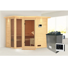 Sauna intérieure avec poêle de sauna et commande de sauna