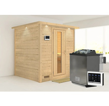 Holzsauna mit Ofen und Steuerung