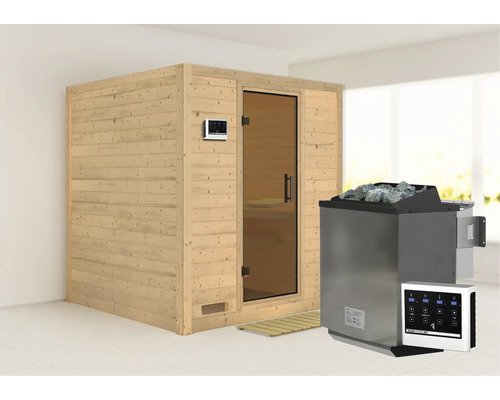 Sauna mit Saunaofen und Steuerung