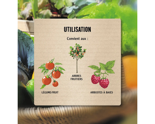 Illustration de l''utilisation pour les légumes-fruits, les arbres fruitiers et les arbustes à baies