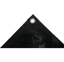 Vue détaillée d''une bâche tissée noire avec oeillet