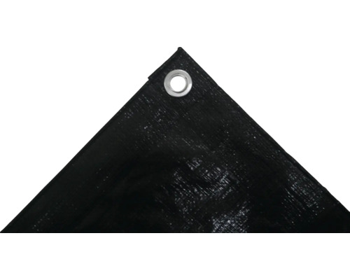 Vue détaillée d''une bâche tissée noire avec oeillet