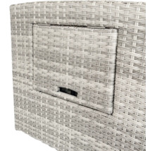 Vue détaillée d''un meuble de jardin avec une porte en aspect tressé