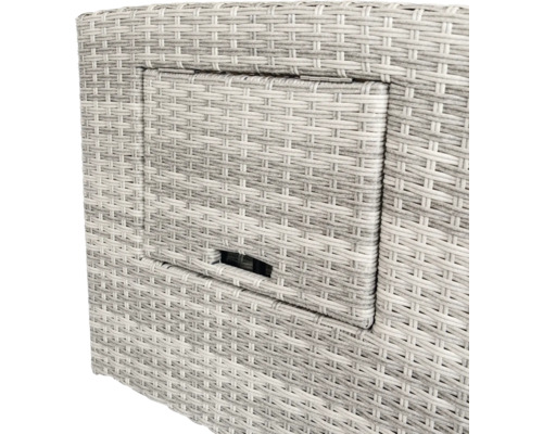 Vue détaillée d''un meuble de jardin avec une porte en aspect tressé