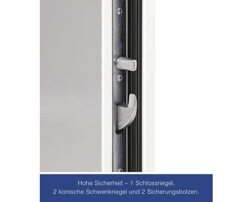 Vue détaillée d''une serrure de porte avec verrouillage, loquets oscillants coniques et boulons de sécurité pour une sécurité accrue