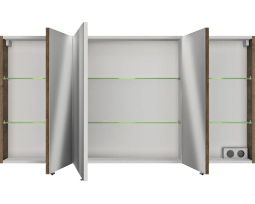 Offener Spiegelschrank mit Glasablagen