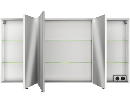 Armoire de toilette ouverte avec étagères en verre pour la salle de bain