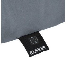 Vue détaillée d''un gilet chauffant avec élément de commande et logo Eurom.
