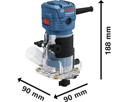 Fraiseuse à rainurer Bosch avec dimensions 90 mm x 90 mm x 188 mm