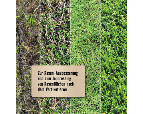 Rasenverbesserung und Topdressing von Rasenflächen nach dem Vertikutieren.