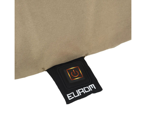 Gros plan d''un coussin chauffant avec le logo Eurom