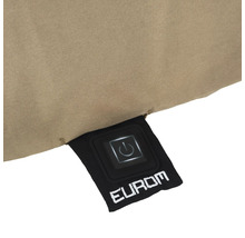 Logo Eurom et bouton marche/arrêt sur textile