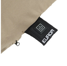 Gros plan sur un produit avec bouton marche/arrêt et logo Eurom