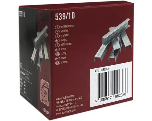 Paquet d''agrafes 539/10