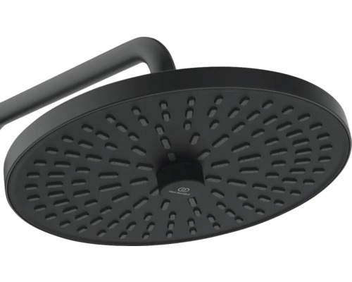 Schwarzer Duschkopf mit Brausearm