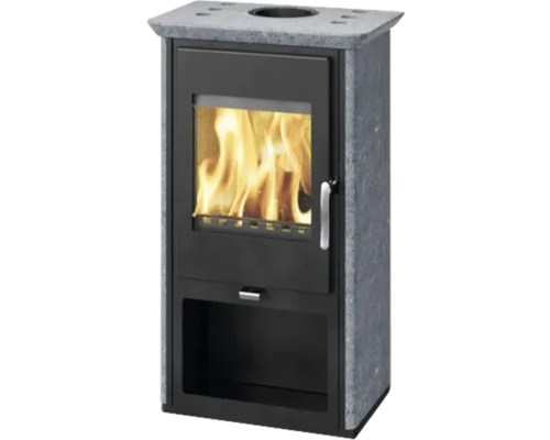 Poêle Thorma Odense habillage gris en serpentine 6 kW